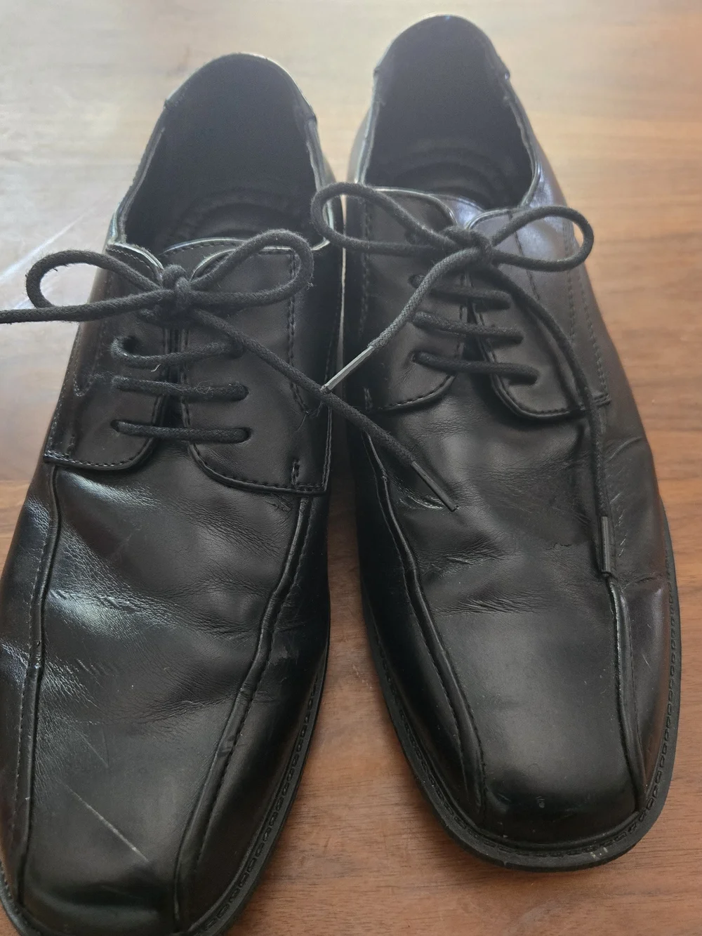Croft & Barrow Black Leather Square Toe Derby Dress Shoes 9.5